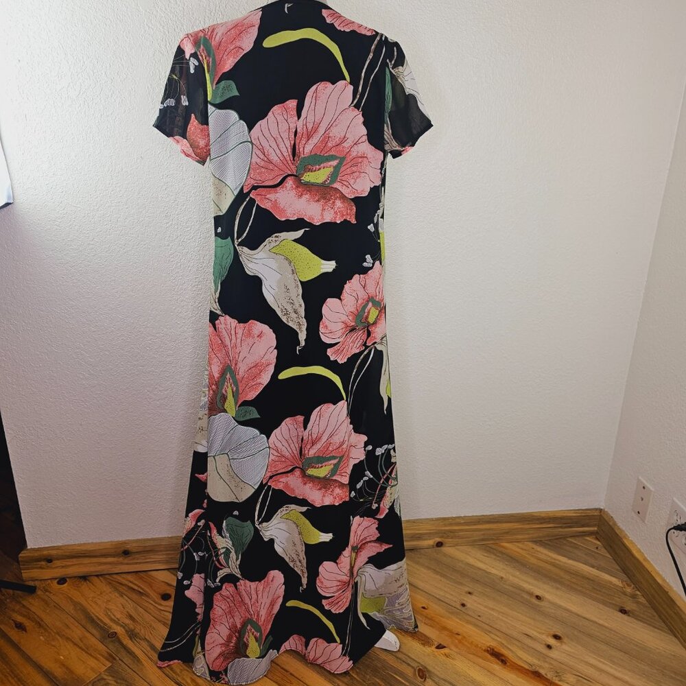 Catch Stitch Floral Tie Front Long Duster - Picture 4 of 10